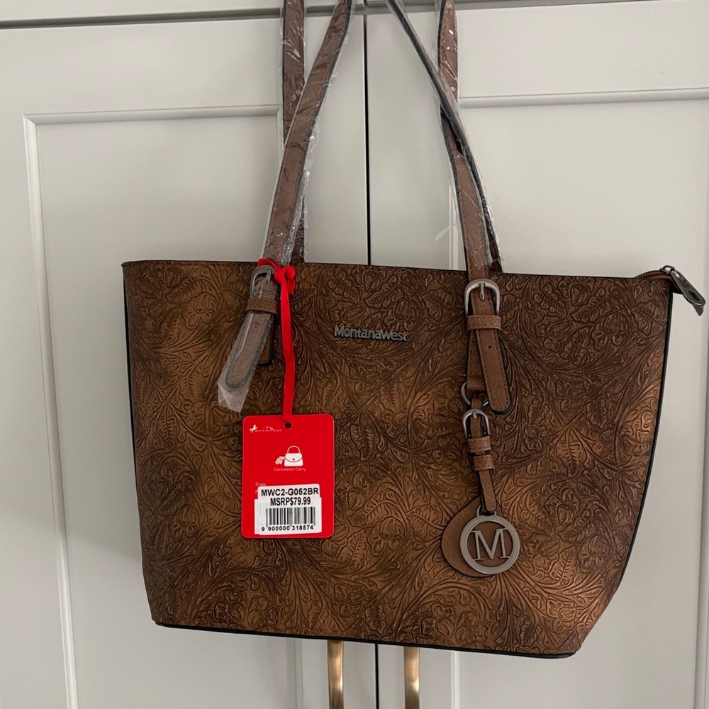 Montana West Embossed Brown Tote